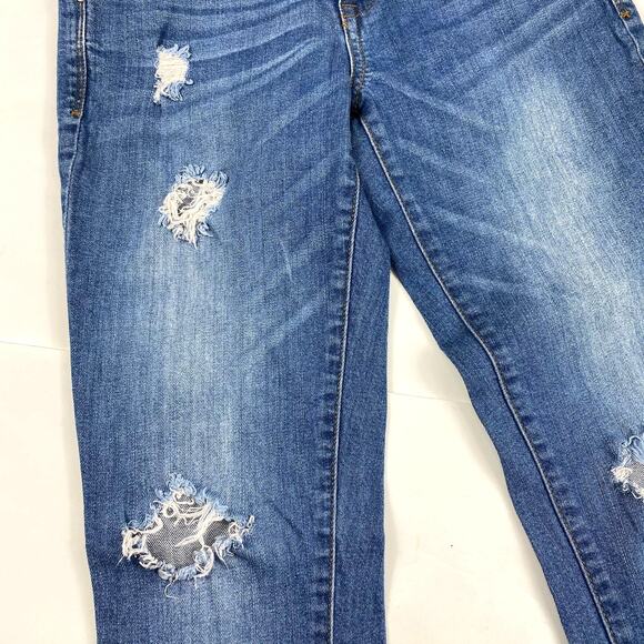 Forever 21 Distressed Jeans Low Rise Skinny Blue Life in Progress Womens Sz 25 - Picture 5 of 13